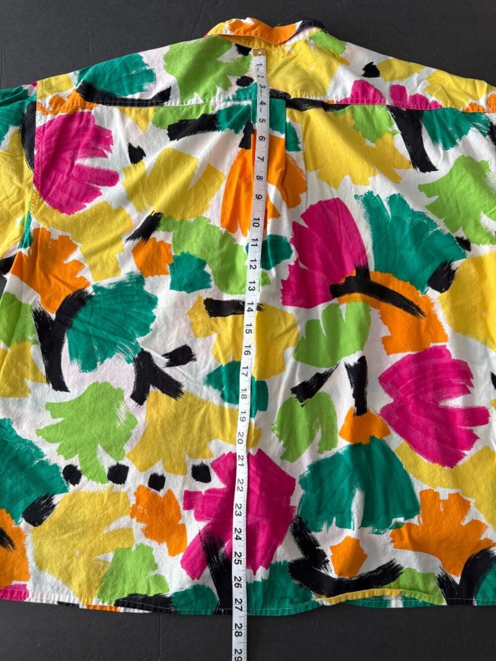 Vintage Esprit Sport 80s Abstract Print Button-Up Shirt Boxy Fit Cotton Large - Picture 7 of 10